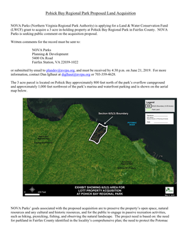 Pohick Bay Regional Park Proposed Land Acquisition