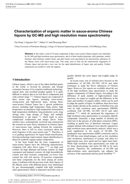 Characterization of Organic Matter in Sauce-Aroma Chinese Liquors by GC-MS and High Resolution Mass Spectrometry