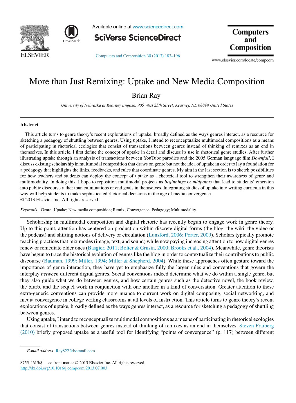 Than Just Remixing: Uptake and New Media Composition