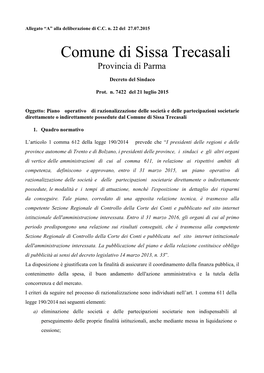 Comune Di Sissa Trecasali Provincia Di Parma