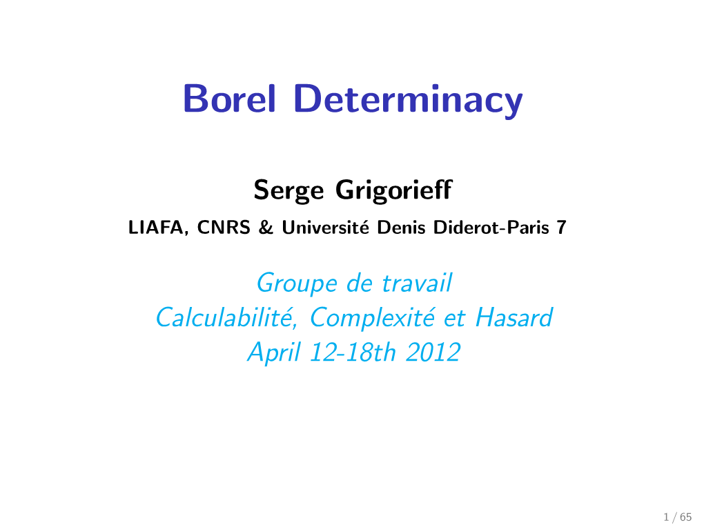 Borel Determinacy