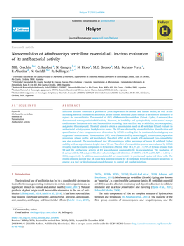 Nanoemulsion of Minthostachys Verticillata Essential Oil. In-Vitro Evaluation of Its Antibacterial Activity