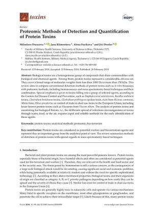 Proteomic Methods of Detection and Quantification of Protein