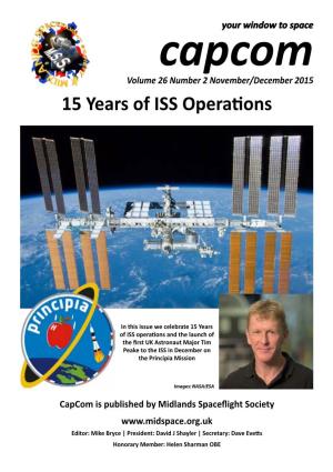 Capcom Volume 26 Number 2 November/December 2015 15 Years of ISS Operations