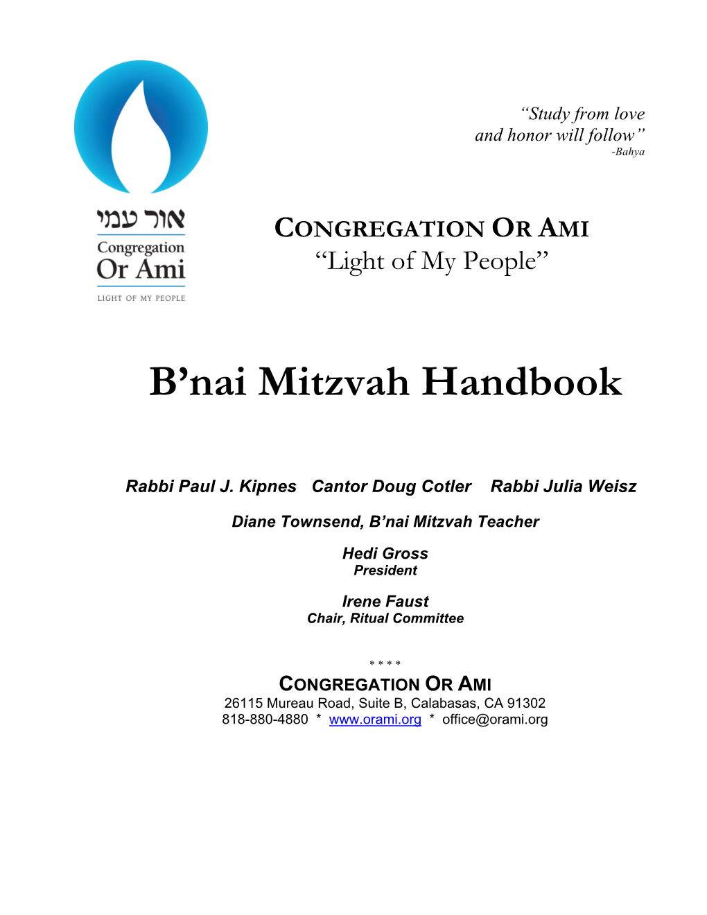 B'nai Mitzvah Handbook