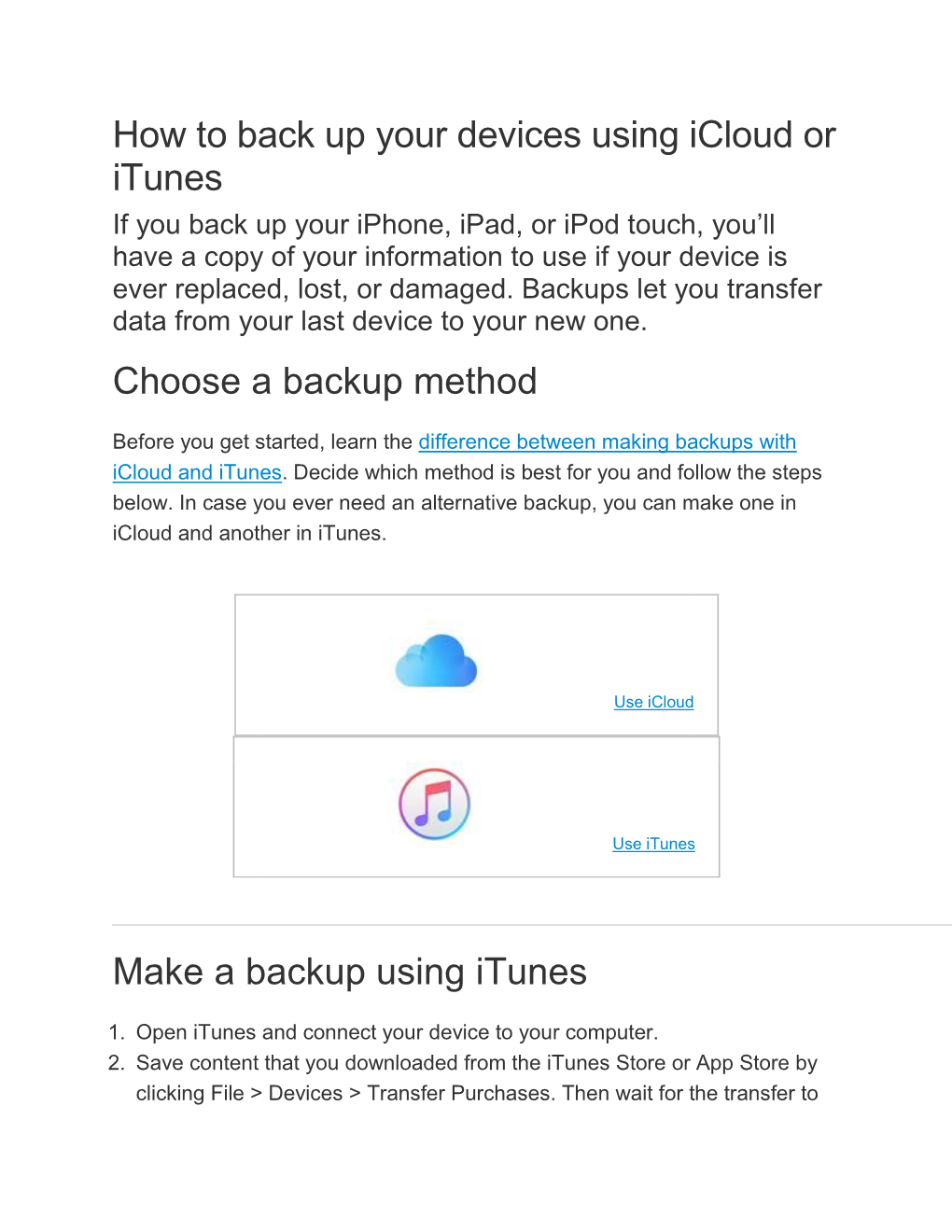 Back up Your Devices Using Icloud Or Itunes