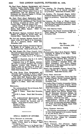 8668 the London Gazette, Novembeb 23, 1909
