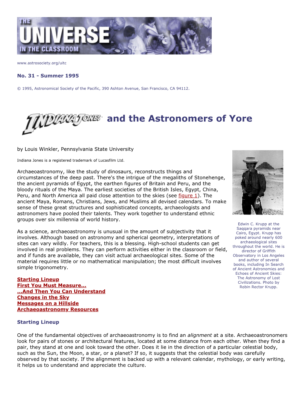 31. Indiana Jones and the Astronomers of Yore