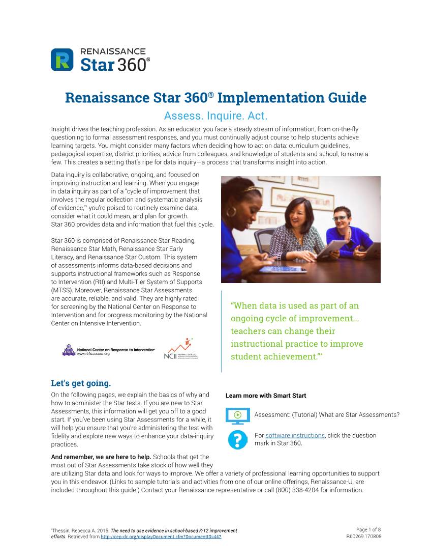 Renaissance Star 360® Implementation Guide Assess