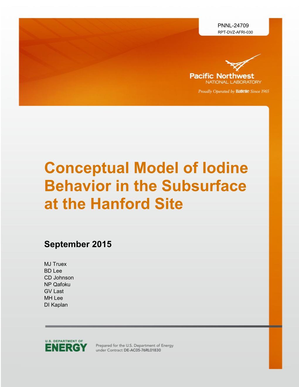 Conceptual Model of Iodine Behavior in the Subsurface at the Hanford Site