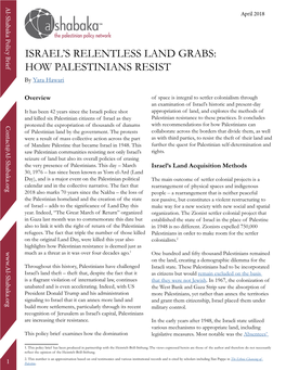 Israel's Relentless Land Grabs: How