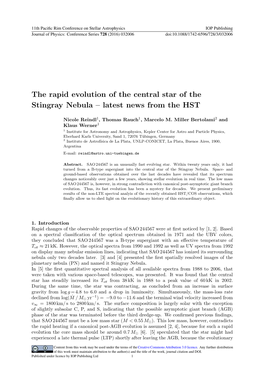 The Rapid Evolution of the Central Star of the Stingray Nebula – Latest News from the HST