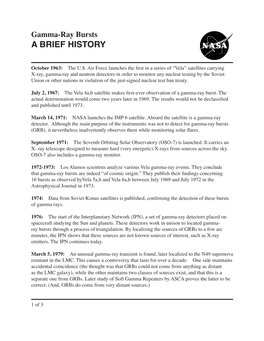 Gamma-Ray Bursts: a Brief History