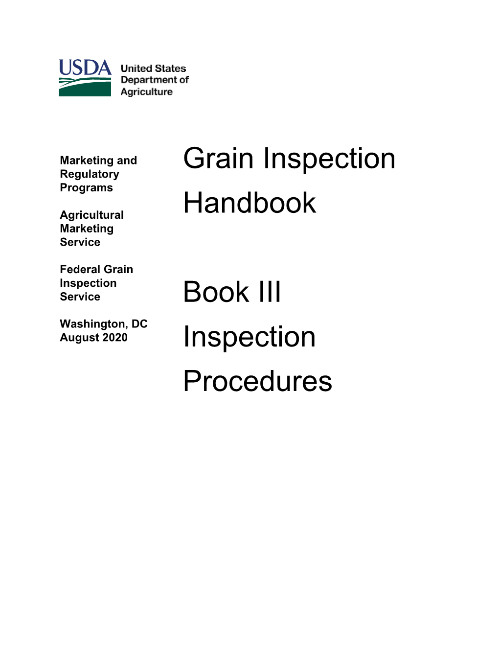 FGIS Grain Inspection Handbook, Book