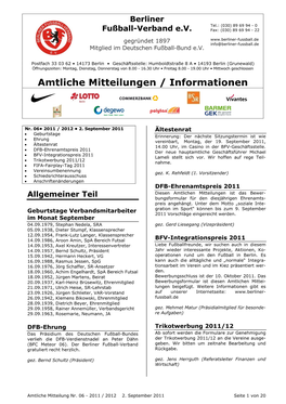 Amtliche Mitteilungen / Informationen
