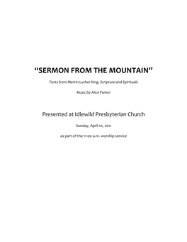“Sermon from the Mountain”