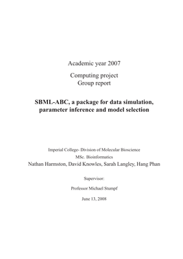 Academic Year 2007 Computing Project Group Report SBML-ABC, A