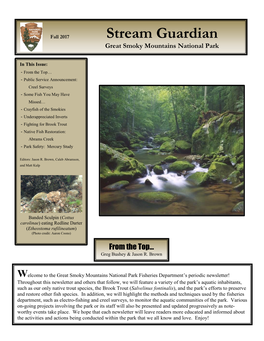 Great Smoky Mountains National Park Stream Guardian Fall 2017