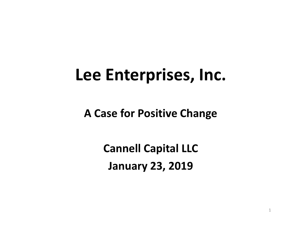 Lee Enterprises, Inc