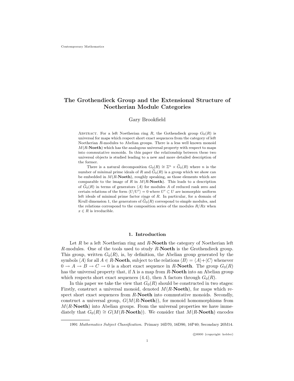 The Grothendieck Group and the Extensional Structure of Noetherian Module Categories