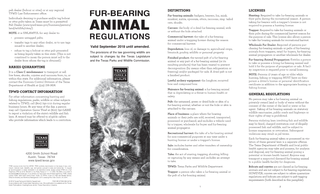 Fur-Bearing Animal Regulations