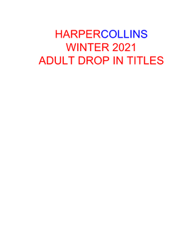 Harpercollins Winter 2021 Adult Drop in Titles