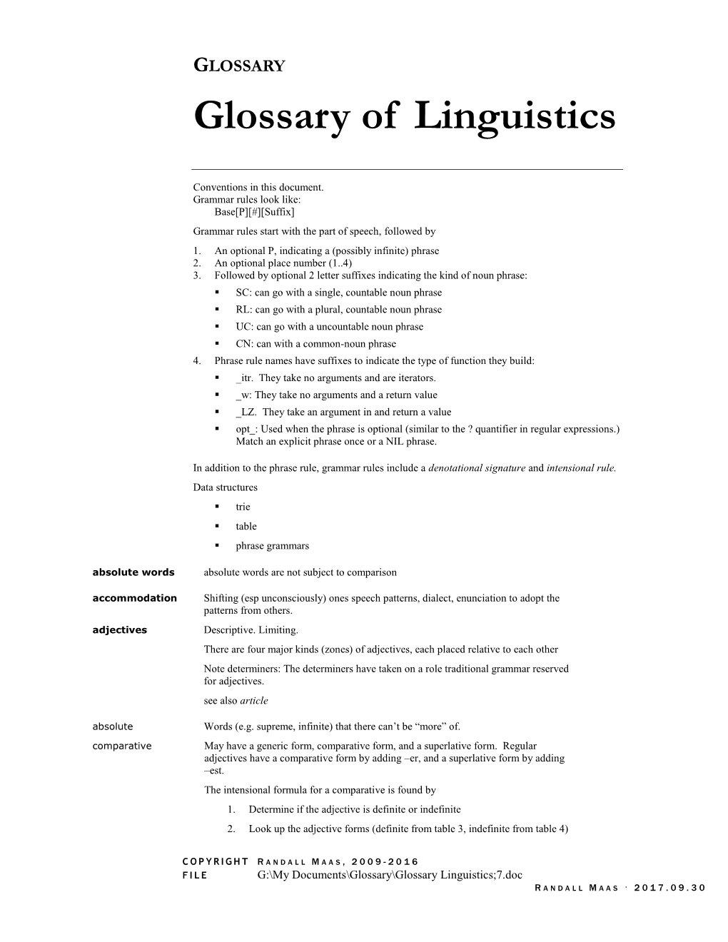Glossary of Linguistics