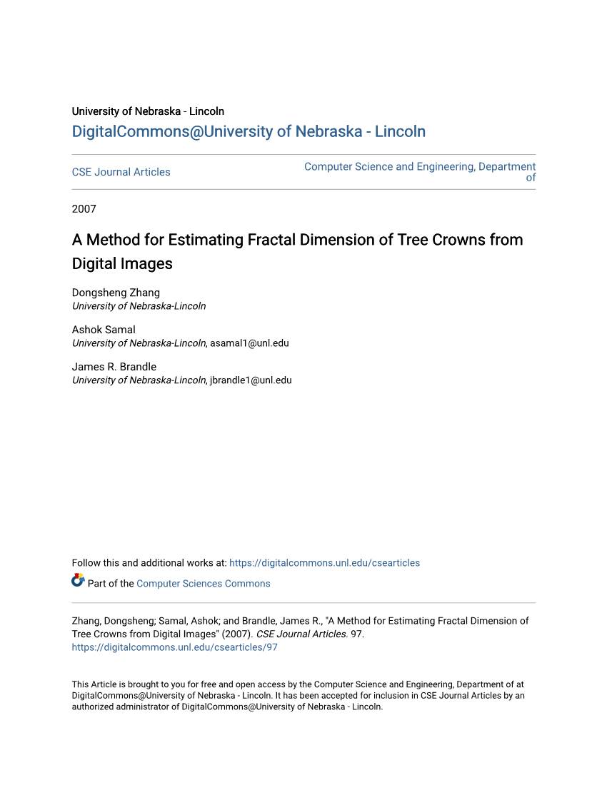 A Method for Estimating Fractal Dimension of Tree Crowns from Digital Images