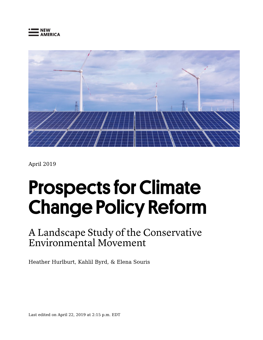 Prospects for Climate Change Policy Reform