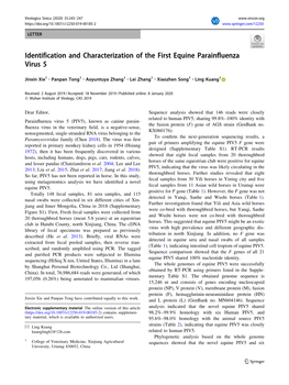 Identification and Characterization of the First Equine Parainfluenza Virus 5