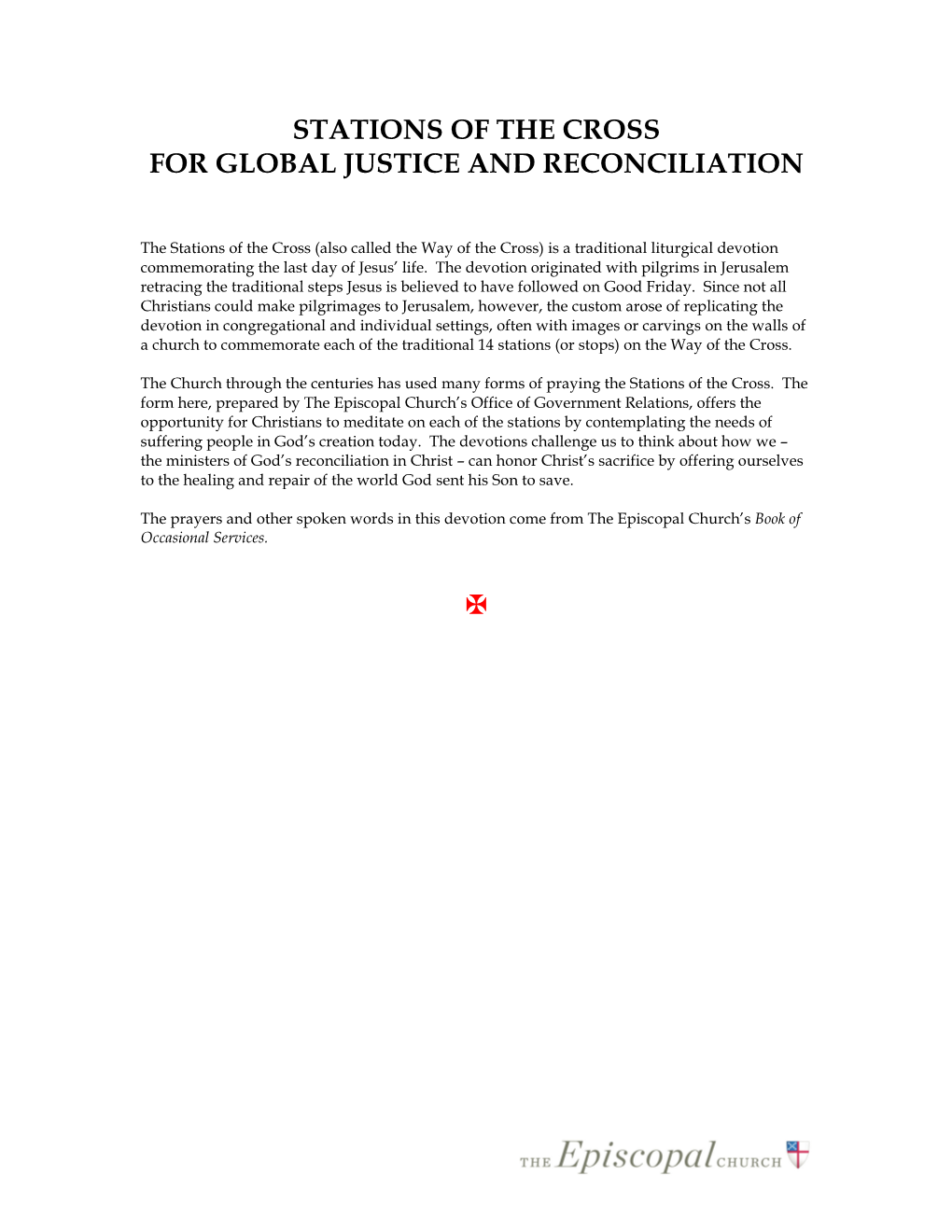 Stations of the Cross for Global Justice and Reconciliation