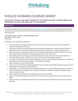 Should Humans Colonize Mars?