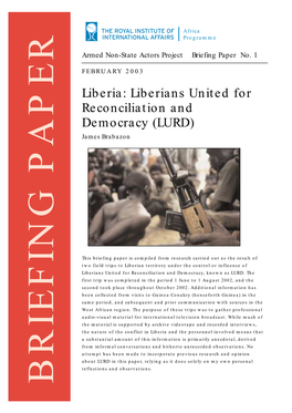 Liberians United for Reconciliation and Democracy (LURD) James Brabazon