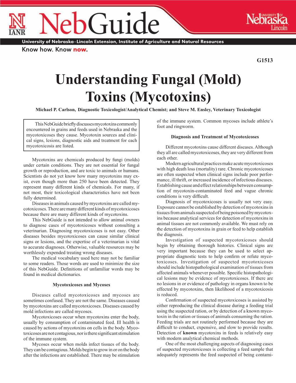 (Mold) Toxins (Mycotoxins) Michael P