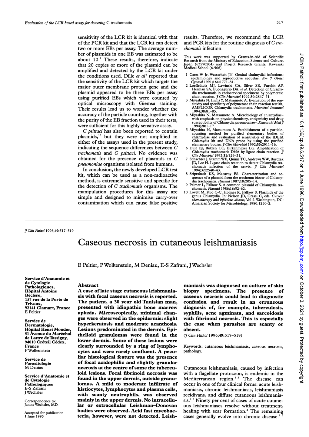 Caseous Necrosis in Cutaneous Leishmaniasis