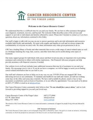 Welcome to the Cancer Resource Center!