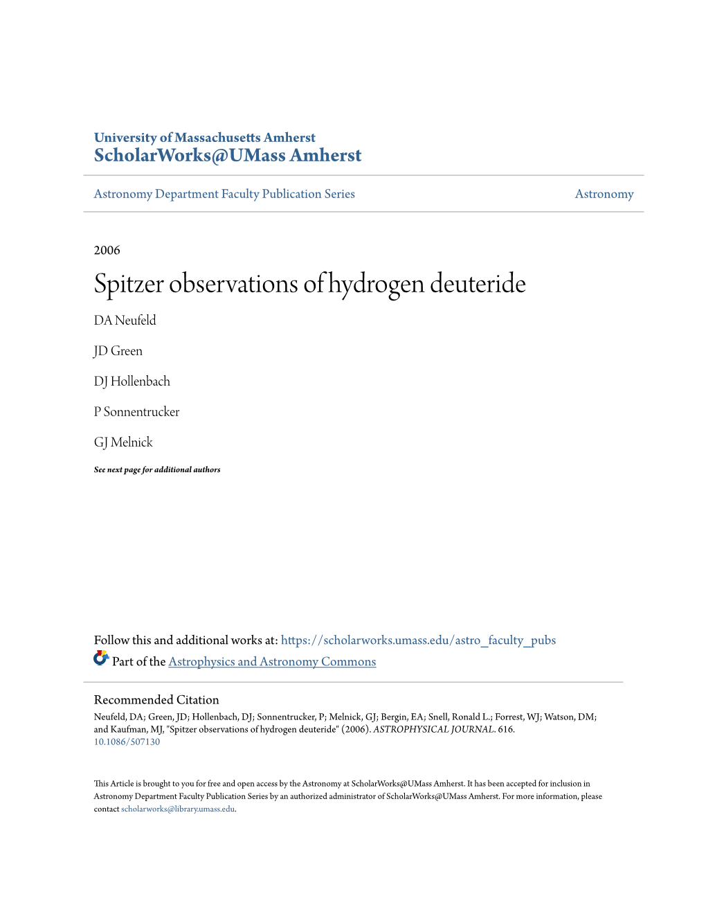 Spitzer Observations of Hydrogen Deuteride DA Neufeld