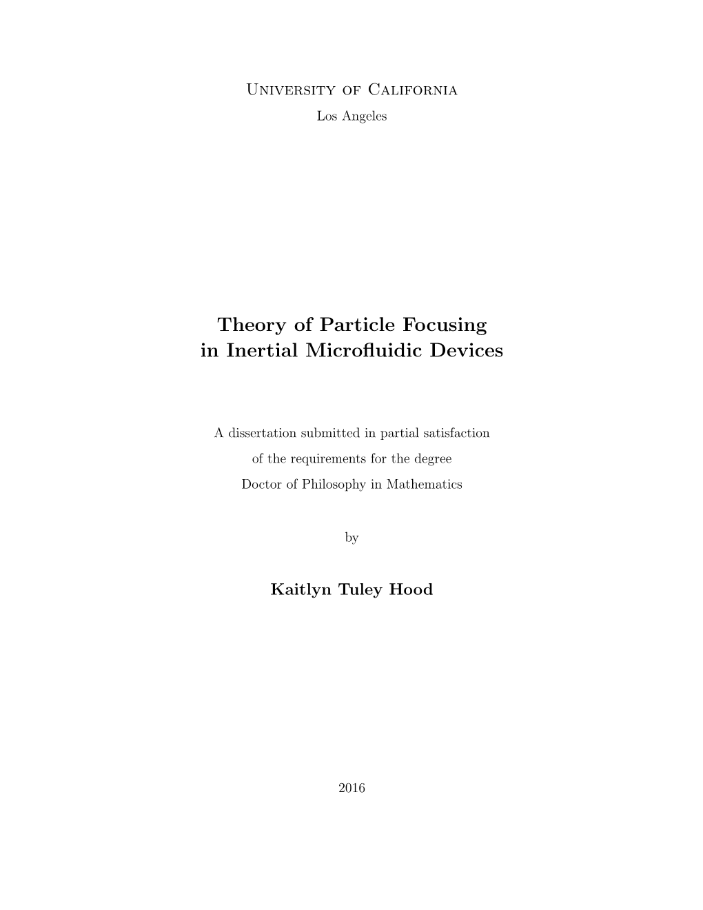 Theory of Particle Focusing in Inertial Microfluidic Devices