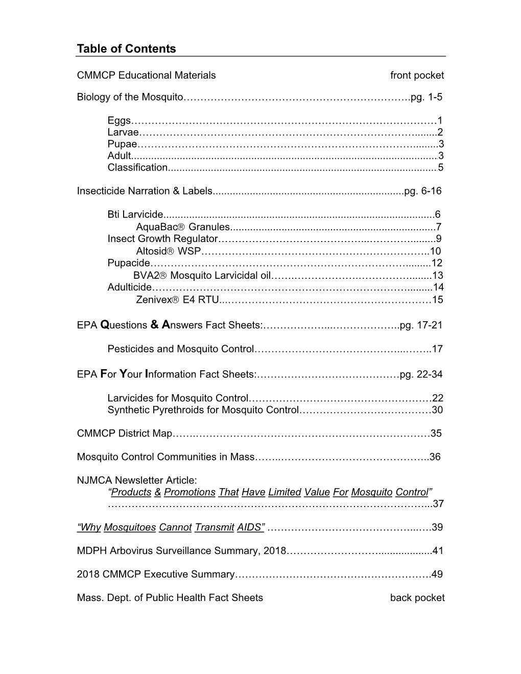 Table of Contents