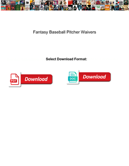 Fantasy Baseball Pitcher Waivers