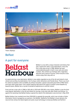Belfast a Port for Everyone