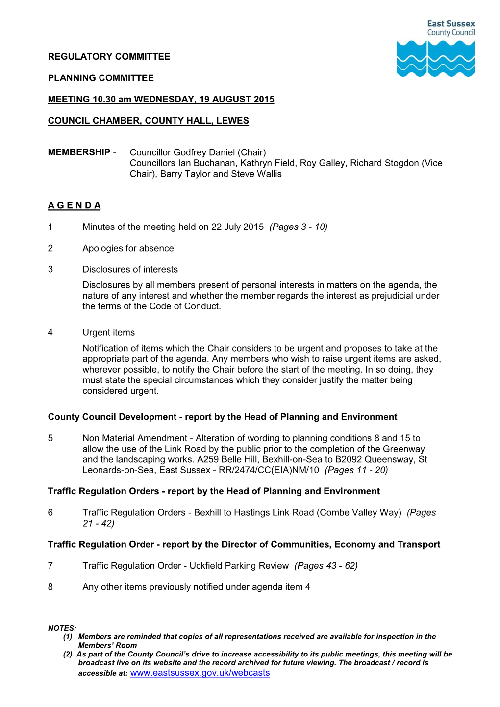 Agenda Document for Planning Committee, 19/08/2015 10:30