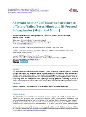 Aberrant Rotator Cuff Muscles: Coexistence of Triple-Tailed Teres Minor and Bi-Formed Infraspinatus (Major and Minor)