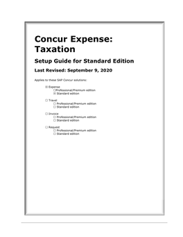 Concur Expense: Taxation Setup Guide for Standard Edition