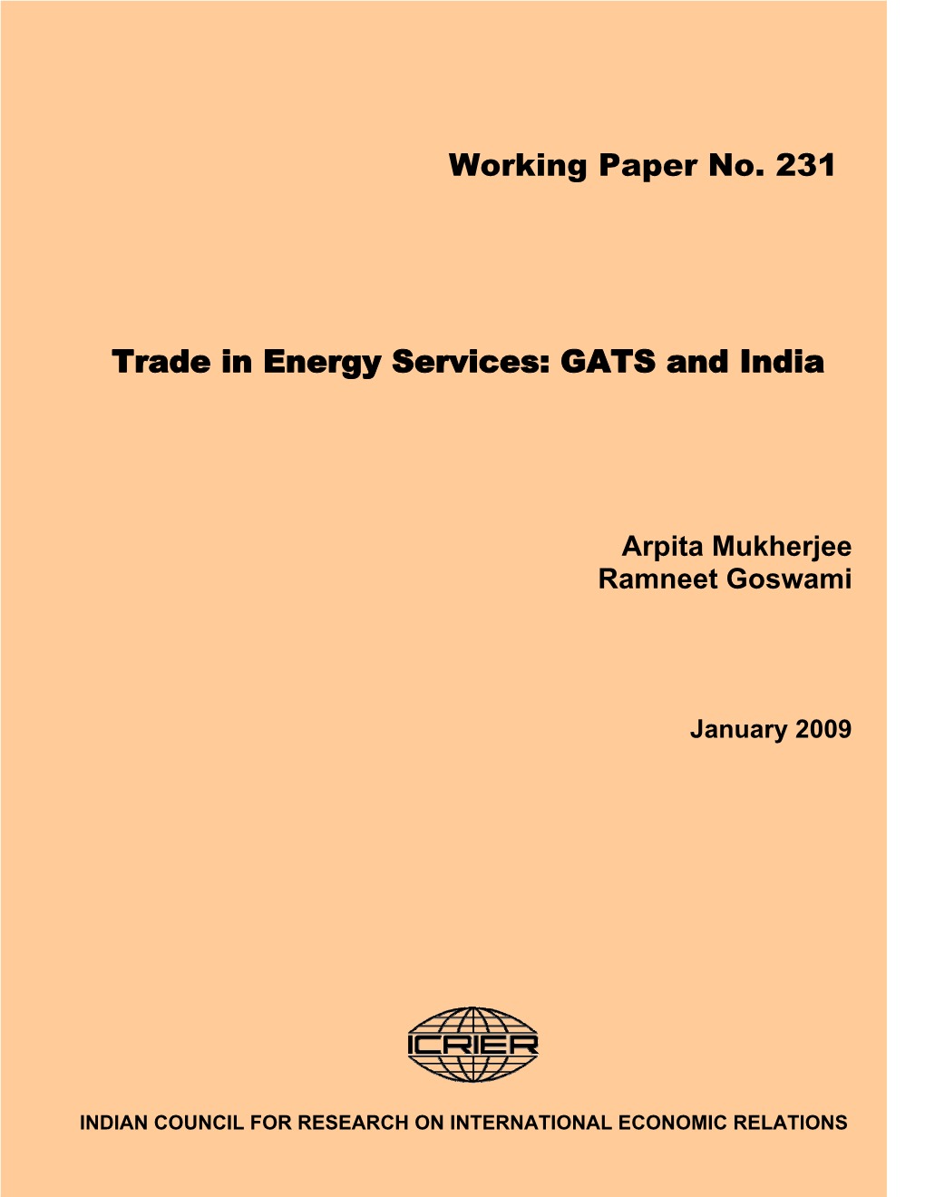 Trade in Energy Services: GATS and India