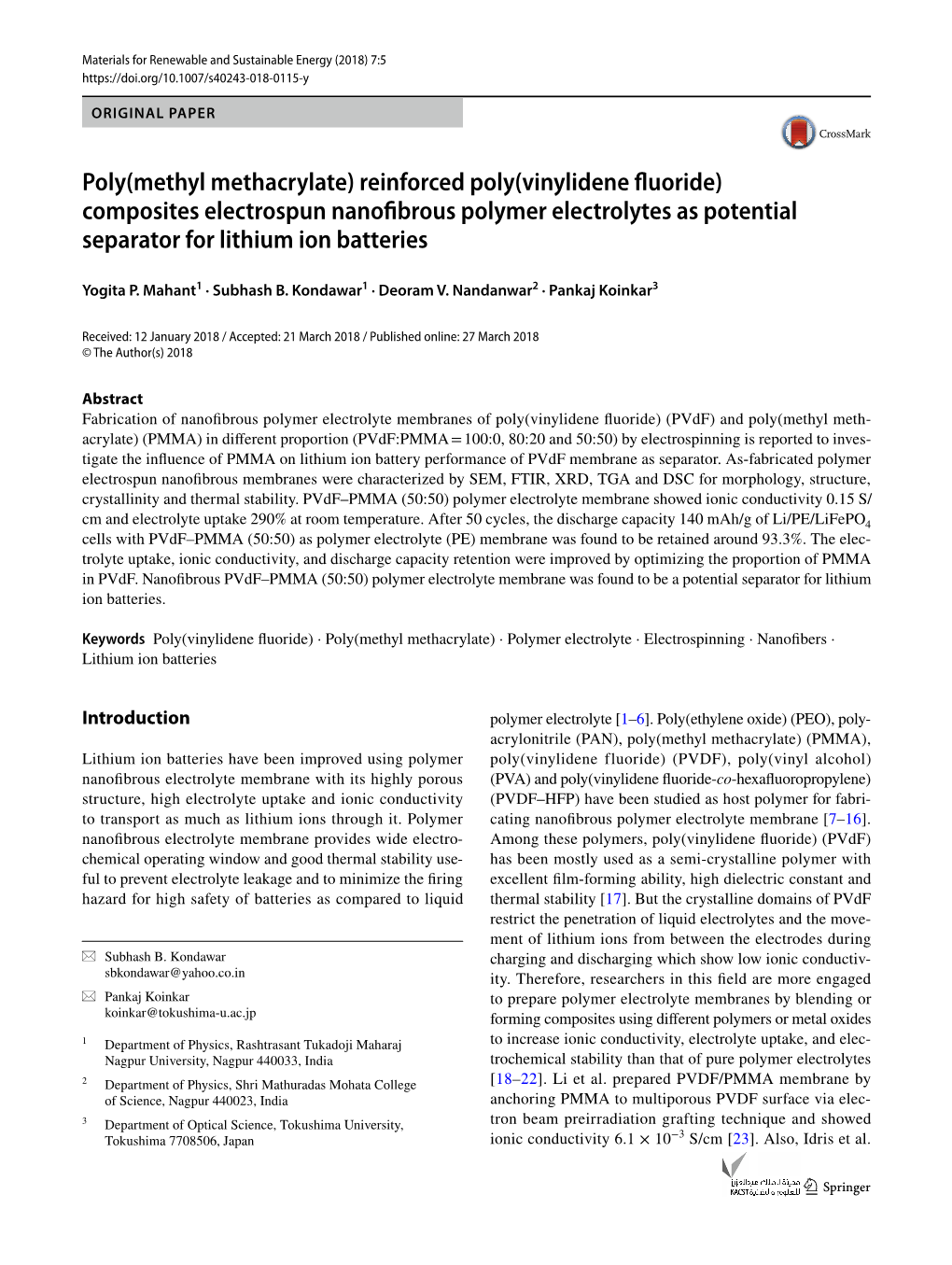 Poly(Methyl Methacrylate) Reinforced Poly(Vinylidene Fluoride