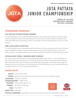 Factsheet | JGTA Pattaya Junior Championship 2020 (Feb 14