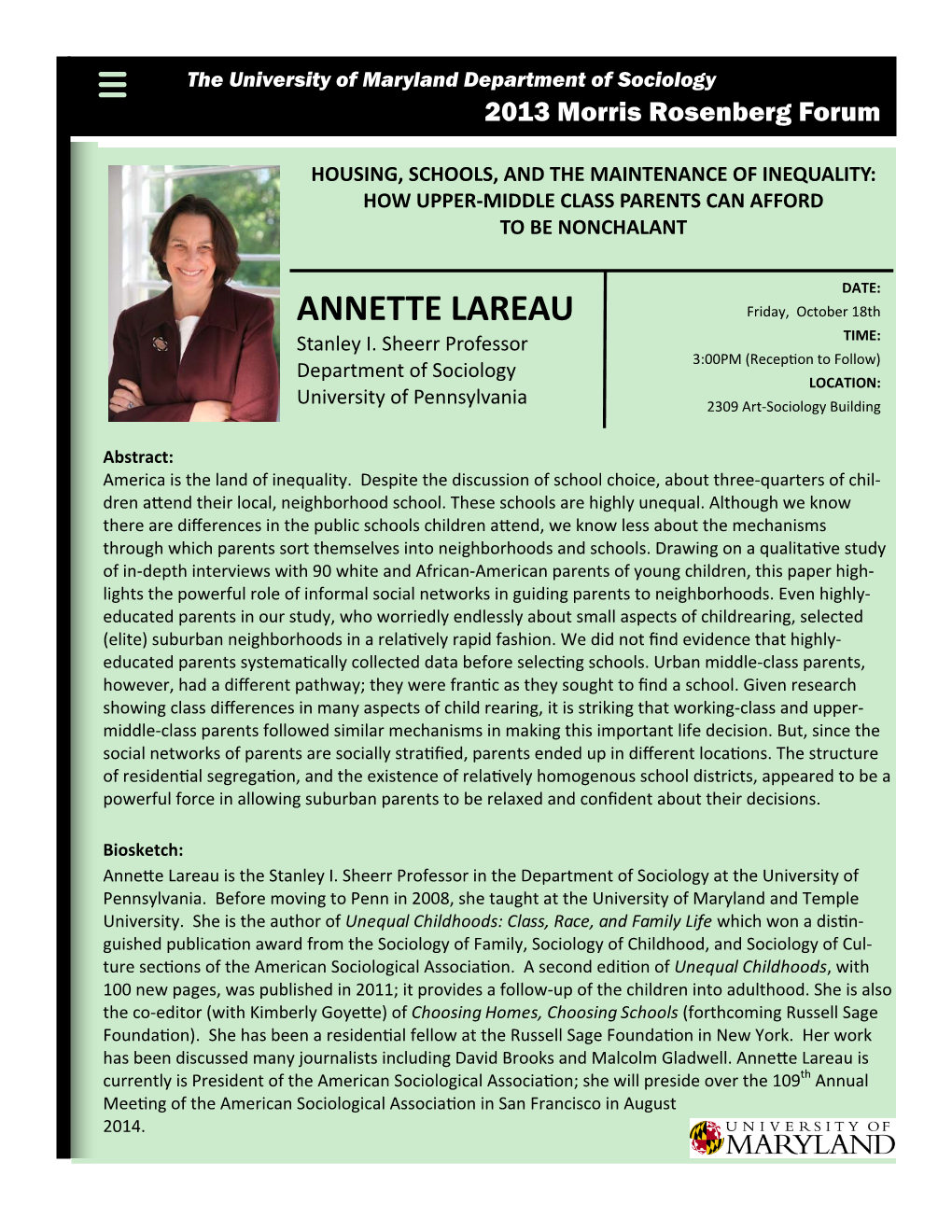 ANNETTE LAREAU Friday, October 18Th Stanley I