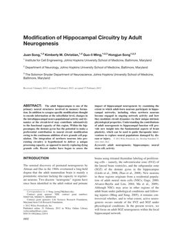 Modification of Hippocampal Circuitry by Adult Neurogenesis
