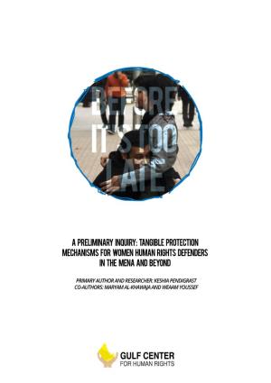 Tangible Protection Mechanisms for Women Human Rights Defenders in the MENA and Beyond